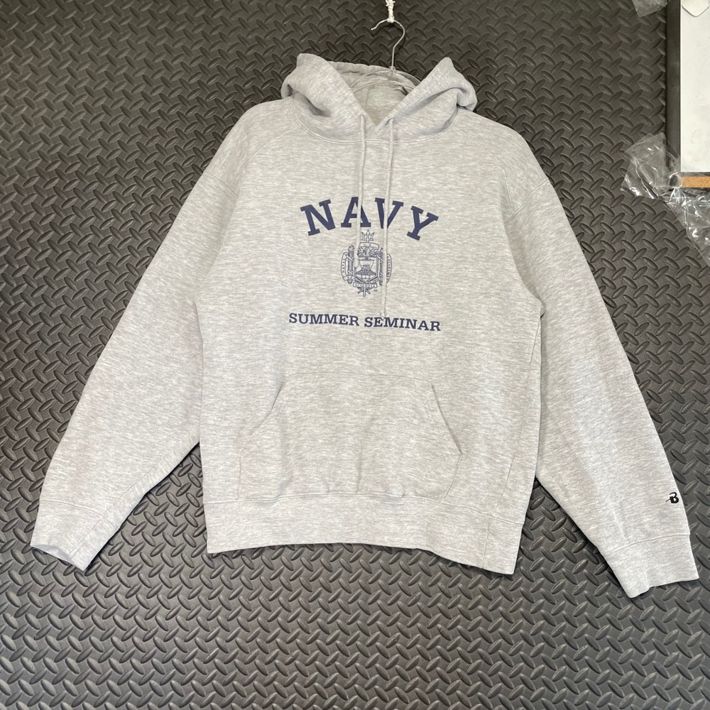 US Navy Summer Seminar Gray Pullover Hoodie Sweater Badger Sport Men's Size‎ M